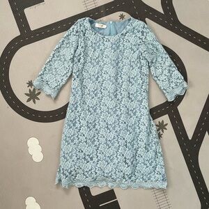 Girls Blue Lace Dress size 10 EUC / Blue Flower Girl Dress / Girls Summer Dress